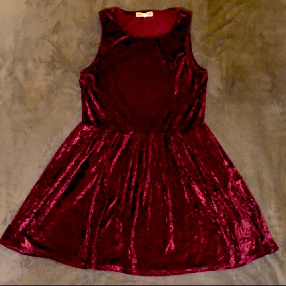 burgundy red velvet babydoll mini dress